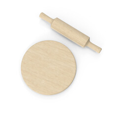 rolling pin with round board isolated on transparent background, PNG