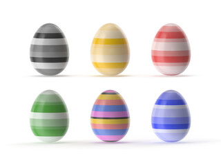 Colorful Striped Easter Eggs Display