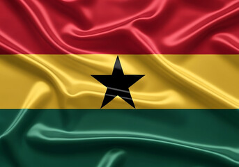 The vibrant national flag of ghana with a striking black star