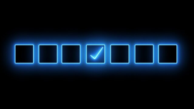 Blue Neon Checkbox with a Single Checked Item on Black Background checkmark tick - Powered by Adobe