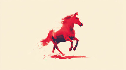 Chinese Zodiac Sign Year of Horse, Red watercolors horse. Happy Chinese New Year year of the horse.