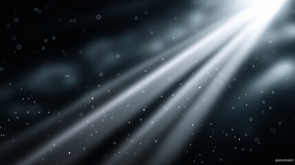 Obraz premium Dark cinematic backdrop featuring illuminated floating dust particles in soft glow, abstract atmospheric scene for dramatic textures and negative space design projects