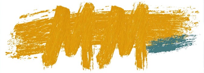 Brushstroke of mustard yellow and teal