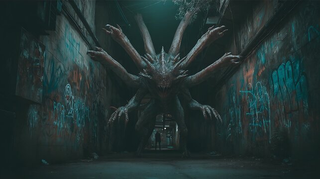 Enigmatic Cryptid Emerges from the Shadows, a Haunting and Mysterious Abstraction - Powered by Adobe