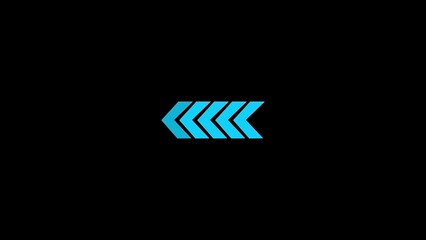 Electric blue chevron arrows forming a line pointing left on a black background direction backward