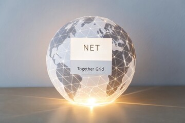 A glowing polygonal globe representing the global network