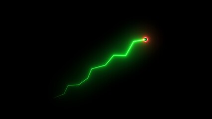 Green Neon Line Graph with Red Glowing Dot on Black Background line chart growth