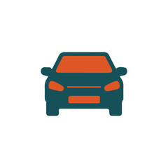 Simple teal and orange car icon design front view illustration