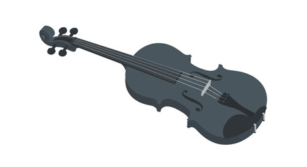 Obraz premium Stylized Dark Gray Violin with Strings and Tuning Pegs Illustration.