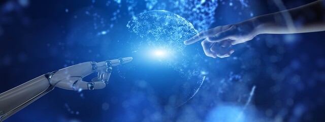 Human and AI Collaboration in Advanced Technology Concept.