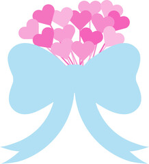 하트 꽃다발 리본