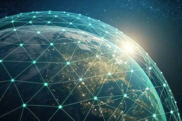 The digital globe with network connection in outer space