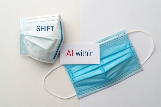 Two surgical masks representing shifts in AI during pandemic times