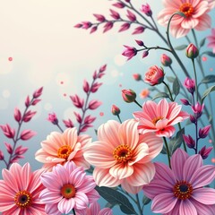 Fototapeta premium Soft, dreamy floral abstract background with pastel hues and delicate textures. Perfect for feminine designs, websites, or branding, light pink, website, blurred