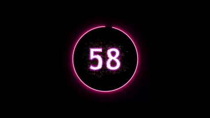 Neon pink circle with the number 58 and textured fill against a black background ring