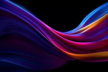 Abstract swirling waves of vibrant neon colors on black background