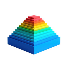 Colorful Pyramid of Stacked Steps on Transparent Background