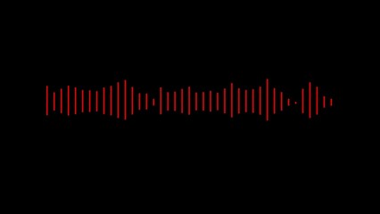 Red Sound Waveform Graphic on Black Background Representing Audio Visualization equalizer