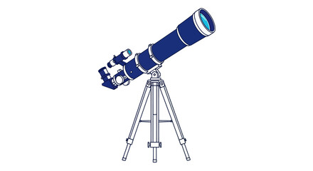 Stylized illustration of a telescope on a tripod, angled upwards. White background
