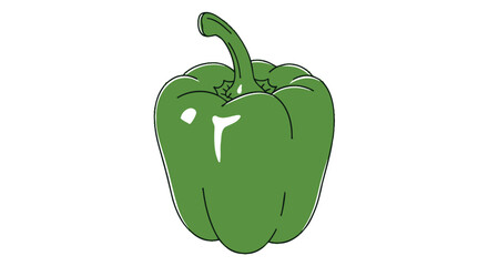 A single, green bell pepper illustration, rendered with simple lines against a white backdrop