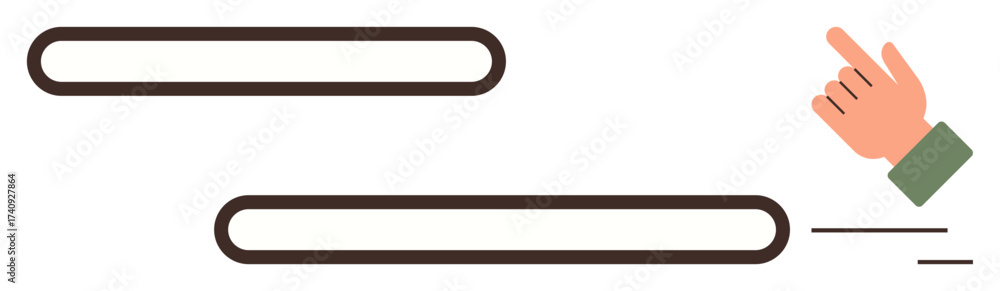 Wall mural hand pointing to scrolling bar visual with motion lines, minimal layout. ideal for user interface, i