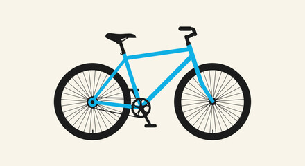 Fototapeta premium A minimalist illustration of a bicycle. The frame is blue with black tires and components