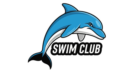 A stylized blue dolphin logo with a "Swim Club" banner, perfect for aquatic sports and related activities