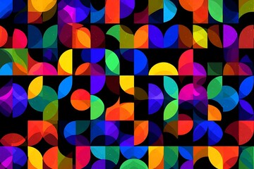 Vibrant abstract geometric pattern with colorful circles and rectangles