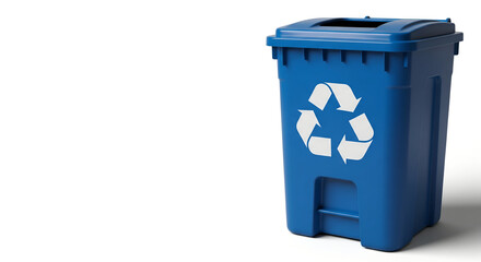 Trash Bin with Recycle Symbol Isolated on White Background