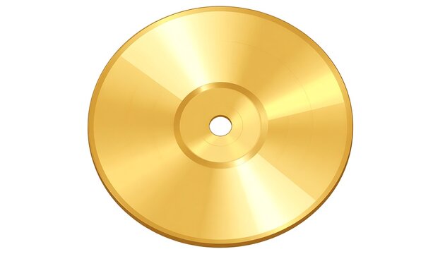 Shiny gold CD-ROM isolated on a white background, a symbol of storage media