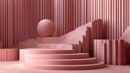 Abstract terracotta podium, modern minimalist geometric shapes for product display showcase