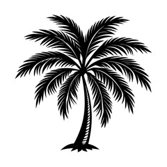 Obraz premium Vector art of palm tree silhouette, a tropical symbol of relaxation, vacation, and summer, evoking a sense of paradise and tranquility