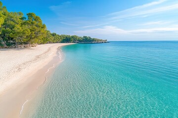 Stunning Tropical Beach and Ocean View with Clear Blue Sky