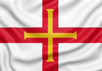Fototapeta premium A detailed view of the flag of jersey with a golden cross