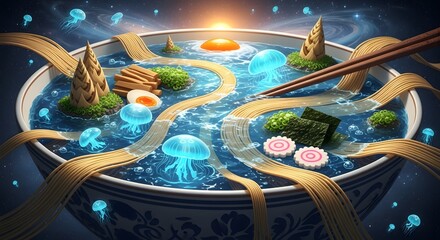 Fantasy Ramen A Culinary Voyage Through a Whimsical Sea of Noodles and Jellyfish
