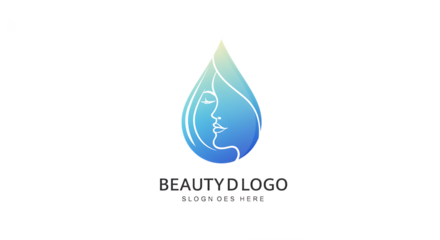 Elegant logo design featuring a stylized water droplet and face, symbolizing beauty and wellness