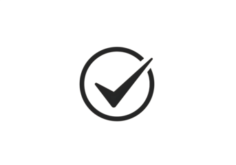 Simple black checkmark icon inside a circular outline, representing approval or confirmation