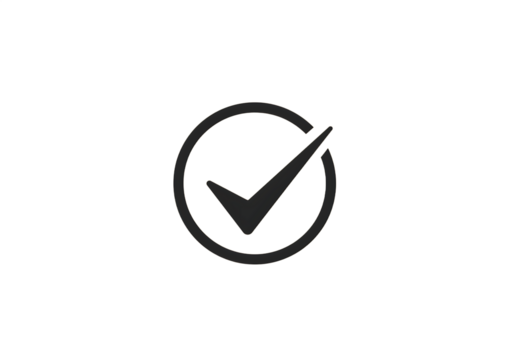 Simple black checkmark icon inside a circular outline, representing approval or confirmation