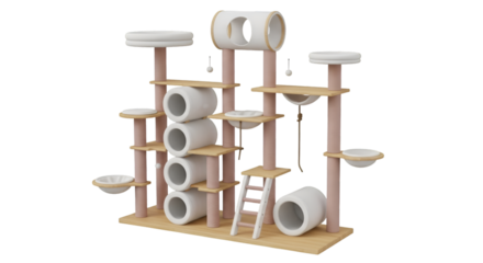 Multi-level cat tree with tubes and perches pet furniture