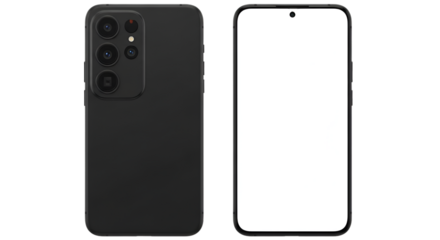 Black Smartphone Front and Back Views mobile cell phone
