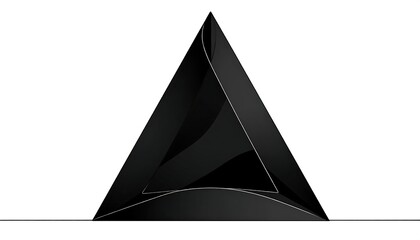 Fototapeta premium A sleek, modern, abstract 3D triangle, seemingly folded with a curved base. High contrast, minimalist design