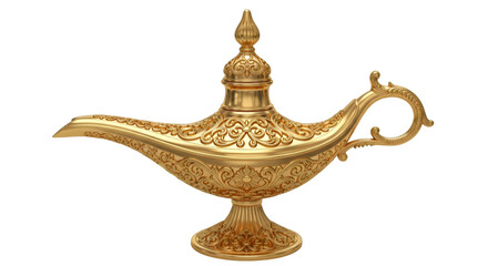 Ornate Golden Aladdin's Magic Lamp Keywords: magic lamp, aladdin, genie, lamp, ornate, gold