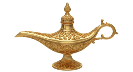 Ornate Golden Aladdin's Magic Lamp Keywords: magic lamp, aladdin, genie, lamp, ornate, gold