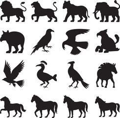 wild animals silhouettes