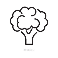 Broccoli line icon. Vegetable symbol. Food concept. Isolated on a white background. Flat design. Editable stroke. Vector illustration.