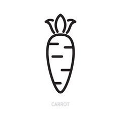 Carrot line icon. Vegetable symbol. Food concept. Isolated on a white background. Flat design. Editable stroke. Vector illustration.