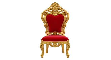 Ornate Red Velvet Throne Chair with Gold Trim royal