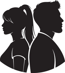 Silhouette of Couple Back-to-Back Illustrating a Relationship Argument
