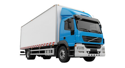 Blue Box Truck With White Cargo Area delivery transport