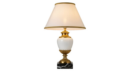 Ornate Table Lamp with White Shade and Gold Accents